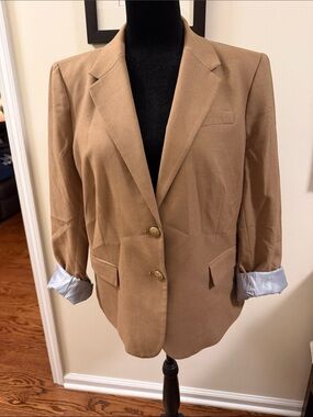 J. Crew Camel Brown Blazer with Gold Buttons